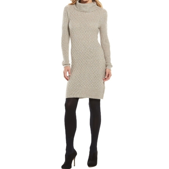 Apt.9 High Neck Sweater Dress with Lurex, Night Magic Color Size M - Picture 12 of 12